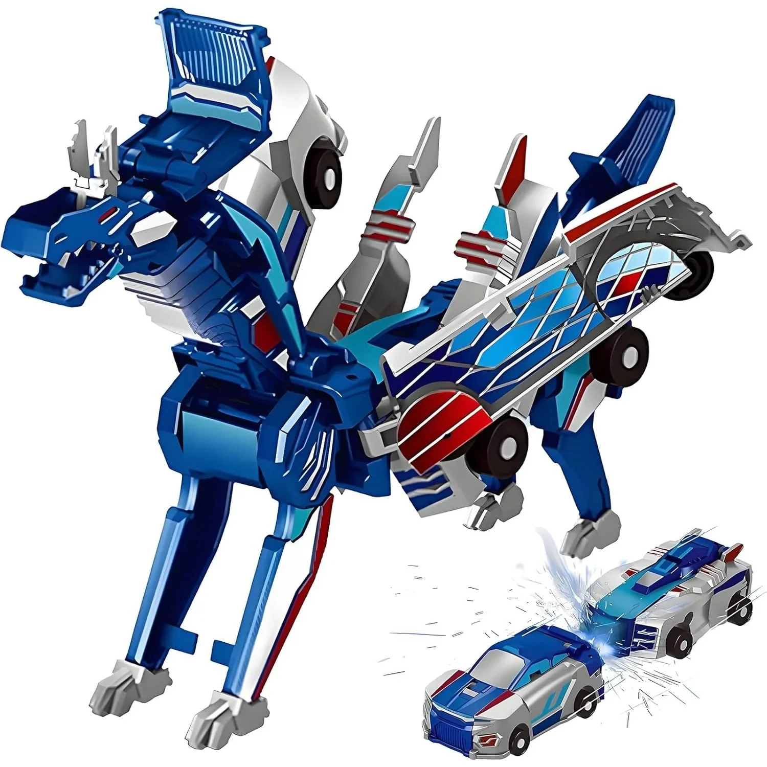 Car Accessories For Boys - Collision Transforming Dinosaur Car Toy Automatic