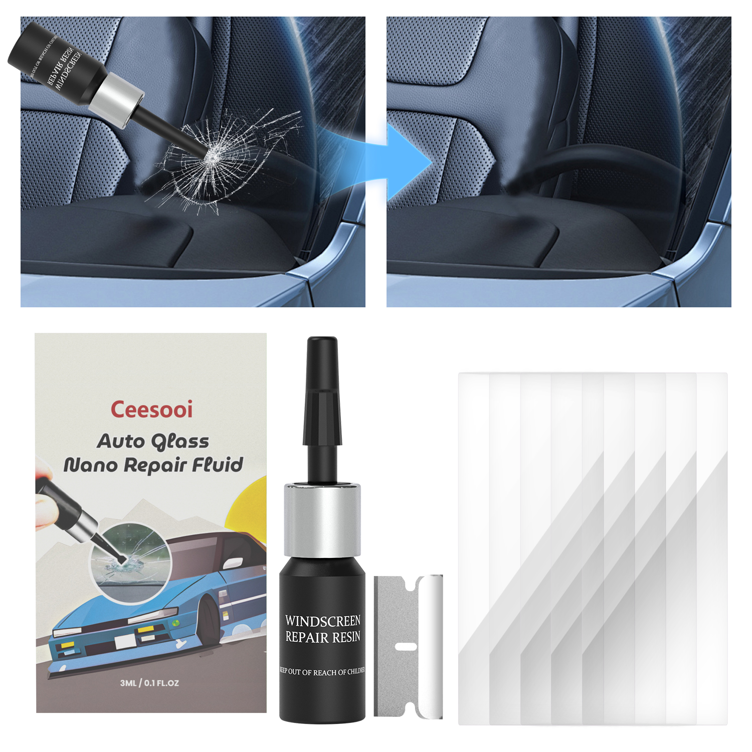 Car Accessories Kit - Windshield Car Crack Repair Kit DIY
