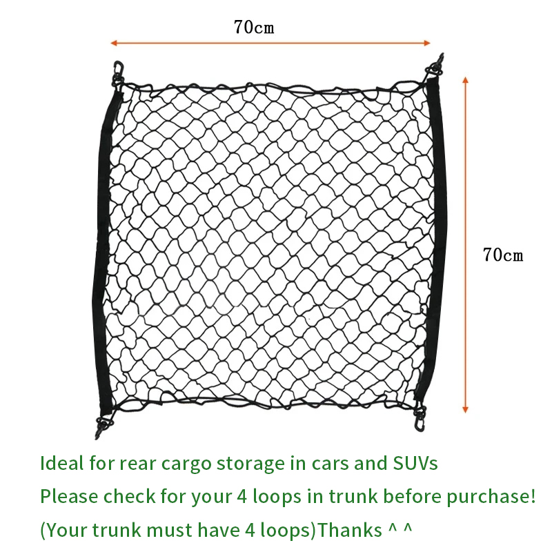 4 HooK 70x70 CM Car Trunk Net  - Car Cargo Net Trunk avaliação e preço