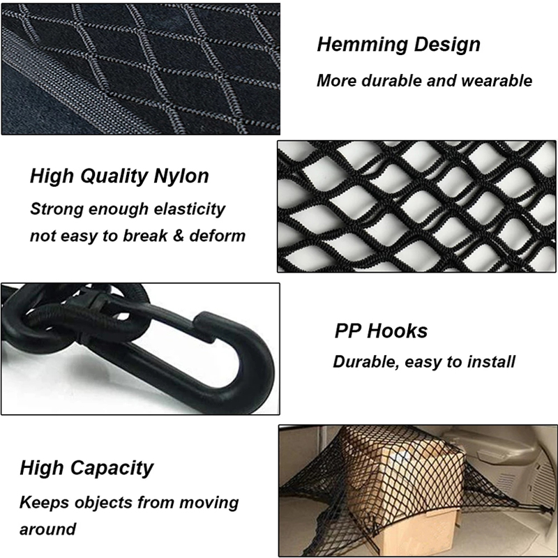 4 HooK 70x70 CM Car Trunk Net  - Car Cargo Net Trunk avaliação e preço